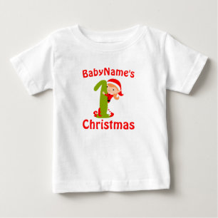 Camiseta Meu Primeiro Natal com o nome Santi One