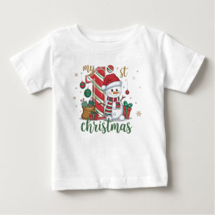 Camiseta Meu Primeiro Natal Homem de Neve Fofo