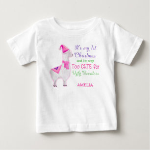 Camiseta Meu Primeiro Natal Muito Bonito para Garota Feia