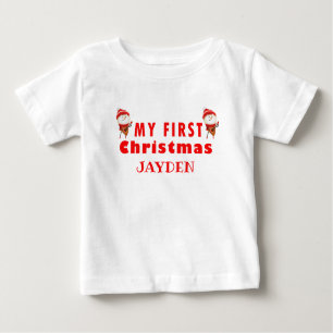 Camiseta Meu Primeiro Natal Nome do menino