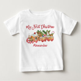 Camiseta Meu Primeiro Natal Pão De Gengibre Treina Red Cand