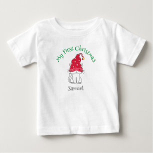 Camiseta Meu Primeiro Natal - personalizar texto e imagem