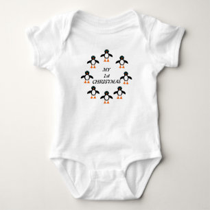 Camiseta Meu Primeiro Natal, Pinguim Personalizado