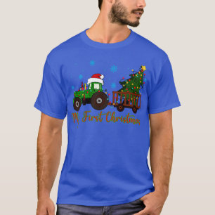 Camiseta Meu Primeiro Natal Verde Trator Bebê Natal TS
