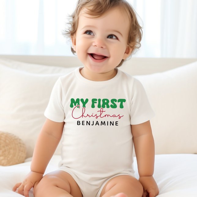Camiseta Meu Primeiro Nome de Natal (Criador carregado)