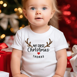 Camiseta Meu Primeiro Nome De Natal, Boy Reindeer