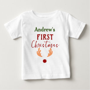 Camiseta Meu Primeiro Nome Personalizado De Bebê De Natal