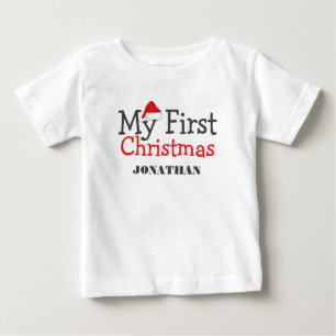Camiseta Meu primeiro nome personalizado do bebê de Natal