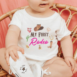 Camiseta Meu Primeiro Rodeio Western Cowboy Aniversário de 