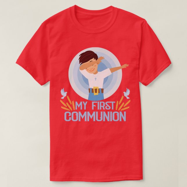 Camiseta Meu Primeiro Santo Menino de Dabbing (Frente do Design)