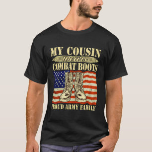 Camiseta Meu Primo Veste Combate Boots Exército Orgulhoso M