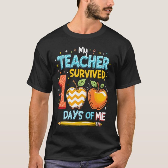 Camiseta Meu professor sobreviveu 100 dias de mim (Frente)