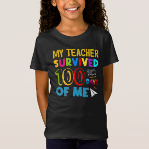Camiseta Meu professor sobreviveu 100 dias de mim, citação 