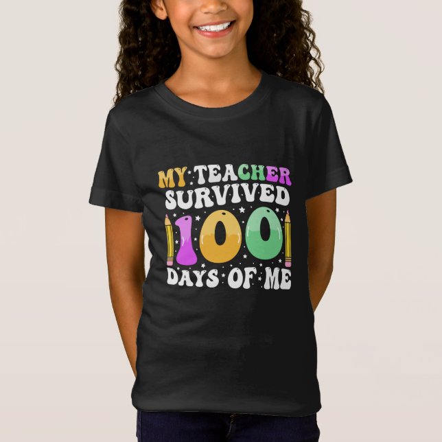 Camiseta Meu professor sobreviveu 100 dias de mim: Engraçad (Frente)
