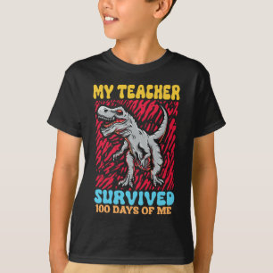 Camiseta Meu Professor Sobreviveu A 100 Dias De Mim Dinossa