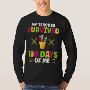 Camiseta Meu Professor Sobreviveu A Mim 100 Dias Por Uma ru