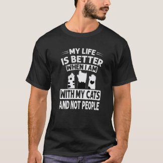 Camiseta Meu Quando Estou Com Meus Gatos E Não Pessoas