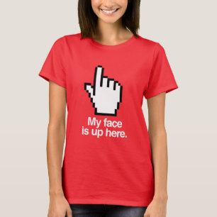 CAMISETA MEU ROSTO ESTÁ AQUI EM CIMA