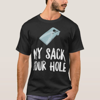 Camiseta Meu Saco Seu Buraco Engraçado Torneio Cornhole Adu