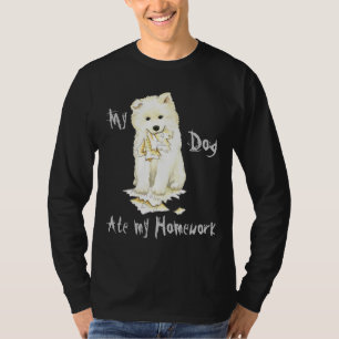 Camiseta Meu Samoyed Comeu Meu Trabalho De Casa