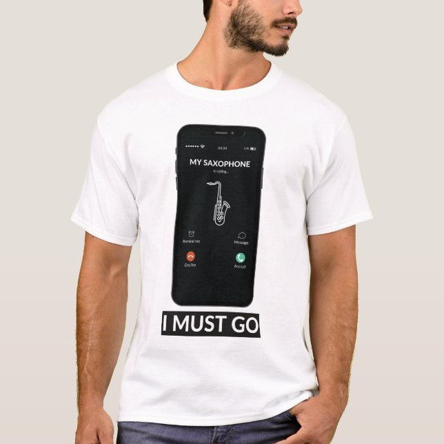 Camiseta Meu saxofone chama Go Funny Music Gift (Frente)