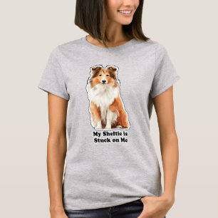 Camiseta Meu Sheltie é grudado em mim Amante de cachorro fo