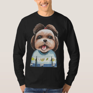 Camiseta Meu Shih Tzu Watercolor Pet Retrato Cão Mãe Cão
