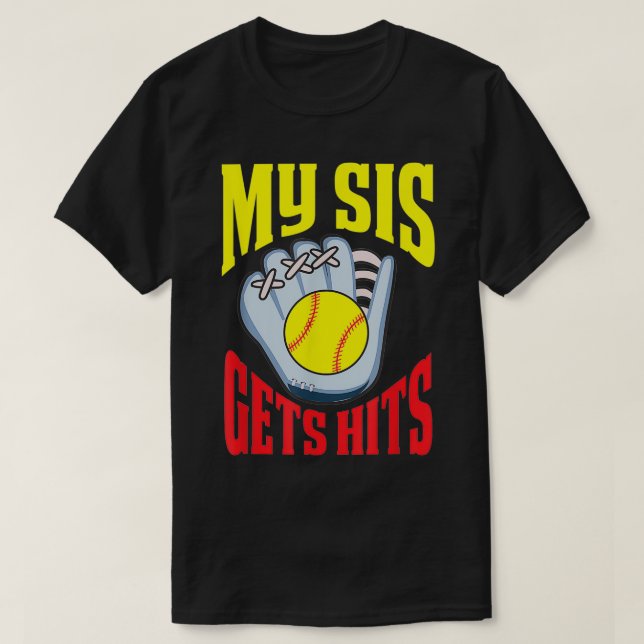 Camiseta Meu Sis é atingido Irmão de uma Irmã Softball (Frente do Design)