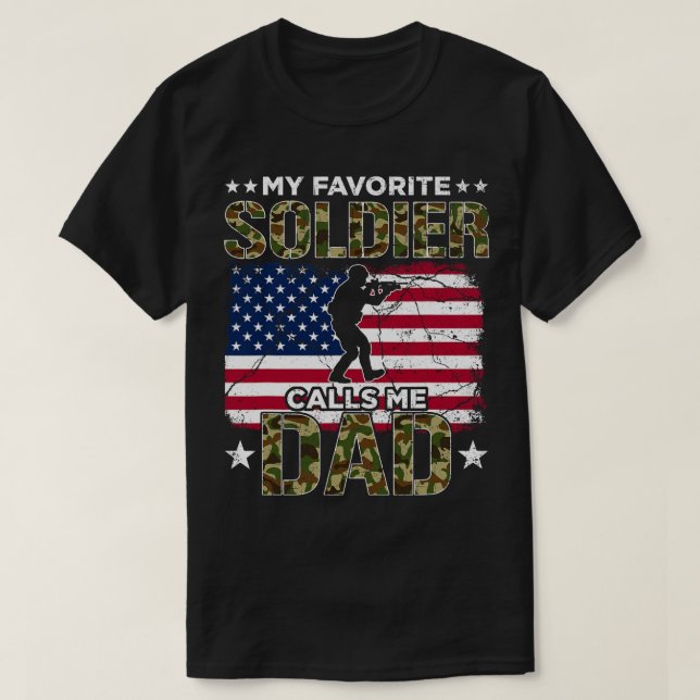 Camiseta Meu Soldado Favorito Me Chama Pai Pai Do Exército. (Frente do Design)