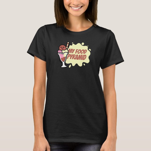 Camiseta Meu Sorvete de Pirâmide Comida Cone Happy Sorvete  (Frente)