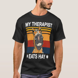 Camiseta Meu Terapeuta come feno cavalgando estábulo cavalg