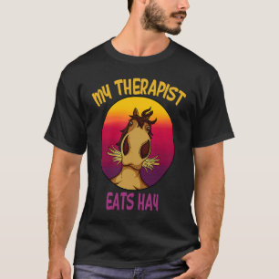 Camiseta meu terapeuta come feno Cavalos Estábulo Montando