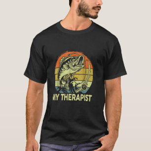 Camiseta Meu Terapeuta Divertido Pai de Pesca Retro Pesca B