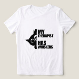 Camiseta Meu Terapeuta Tem Bigodes Humor de Gato