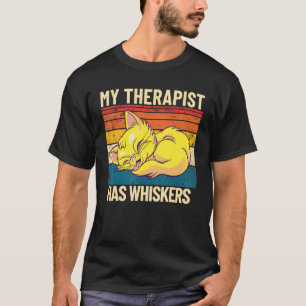 Camiseta Meu Terapeuta Tem Bigodes Terapia Retro Gato de Es