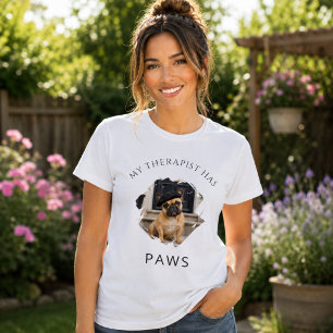 Camiseta Meu terapeuta tem patas cachorro Bulldogue Francês