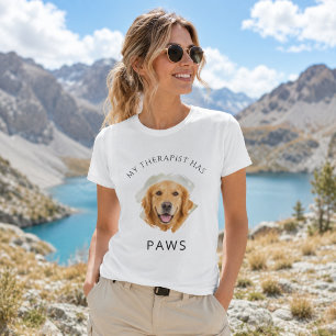 Camiseta Meu terapeuta tem patas Golden Retriver foto diver