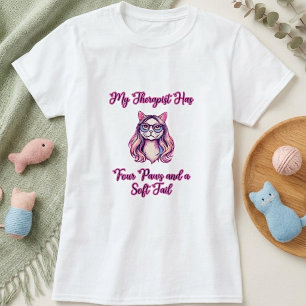 Camiseta Meu Terapeuta Tem Quatro Patas Amante de Gato de C