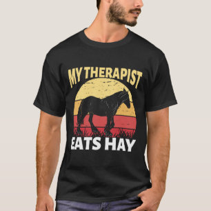 Camiseta Meu Terapista Come Hay Horse Horseback Equestre R