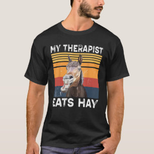 Camiseta Meu Terapista Come Hay Vintage Horseback Andando P