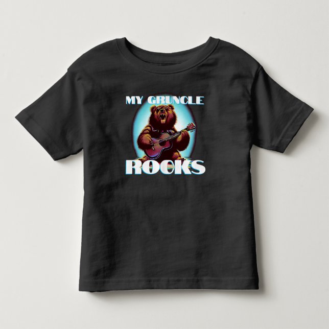 Camiseta Meu tio Rocks! Urso Colorido (Frente)