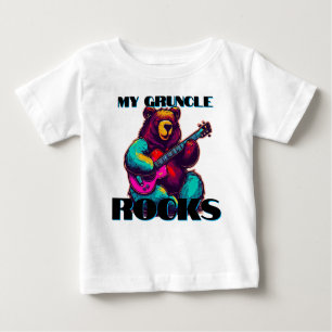 Camiseta Meu tio Rocks! Urso Colorido