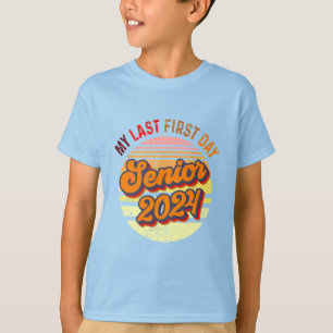 Camiseta Meu último Mais velho de 2024 na turma de volta à