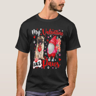 Camiseta Meu Valentim Tem Patas Adorável Pug Com Gnomo Segu