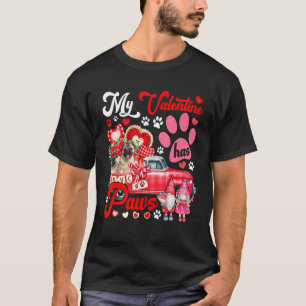 Camiseta Meu Valentim Tem Patas Casal de Pugs em Gnomos de