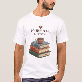 Camiseta Meu verdadeiro amor são livros de ficção com um ca