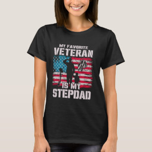Camiseta Meu Veterano Favorito É Meu Pai Americano Flag Fa