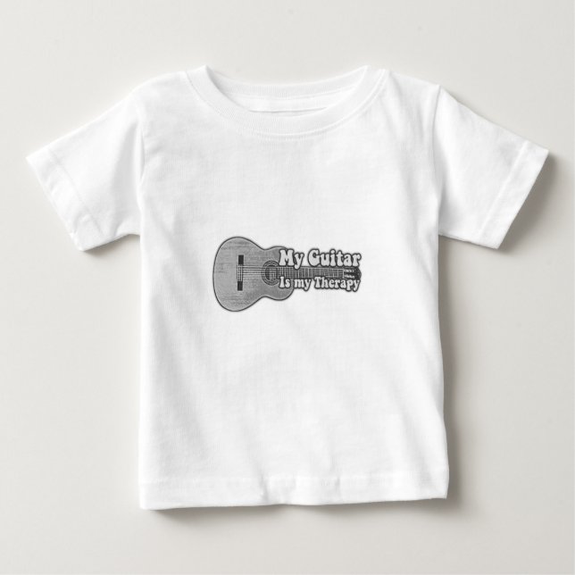 Camiseta Meu violão é minha terapia. Volta e guitarra branc (Frente)