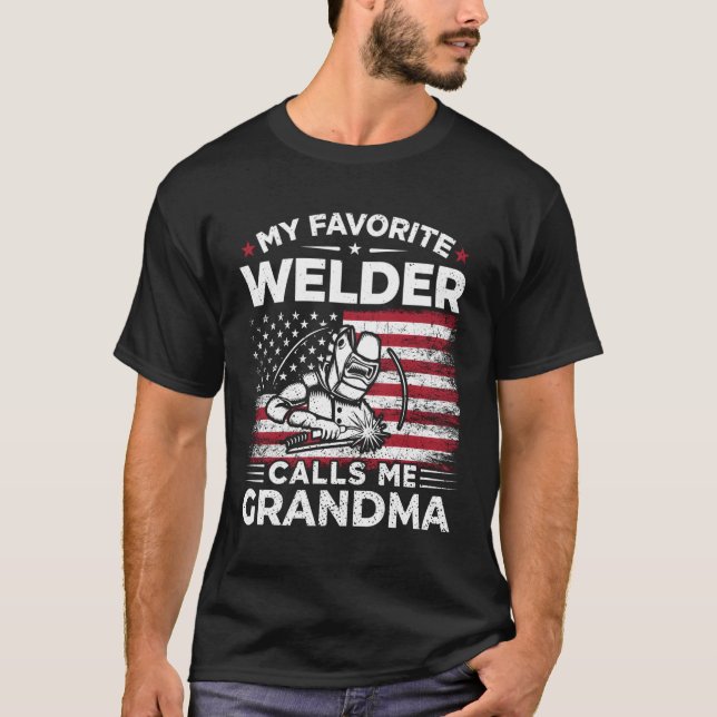Camiseta Meu Welder Favorito Me Chama Avó Usa Flag Grand (Frente)