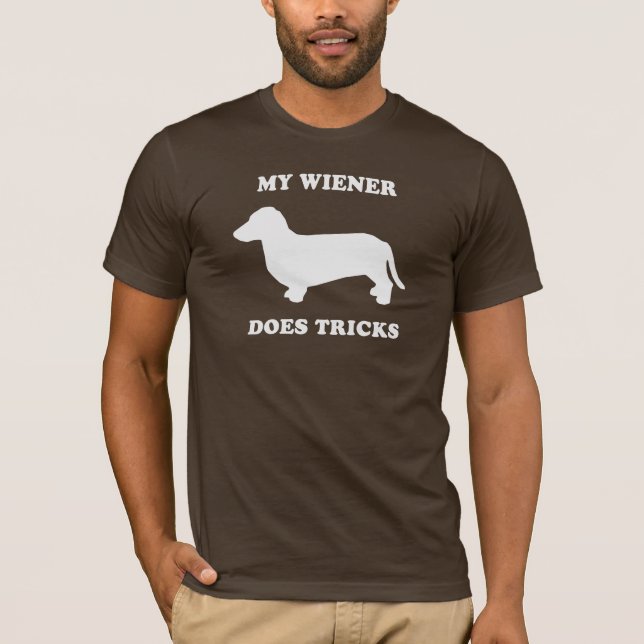 Camiseta Meu Wiener faz truques (Frente)
